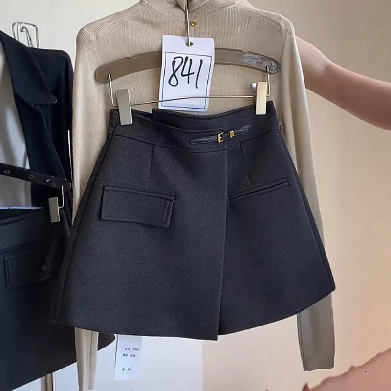 Qadın yun enli şalvar, 2026-cı ilin payız/qış mövsümü üçün yeni model, böyük ölçü, arıqlama və ombanı örtən arıqlama üçün şort.