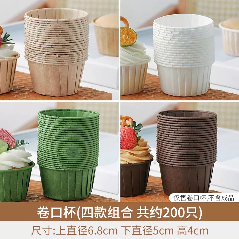 Cupcake fincanı kağız qabı rulon ağızlı ağ yüksək temperaturlu soba üçün xüsusi məişət kiçik muffin fincanı çörəkçilik qəlibi qabı