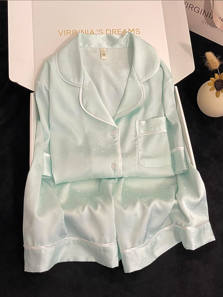 Qadınlar üçün 2026 Yeni Buz İpək Pijama Yay Yeni İnternet Məşhur Qısaqol Döş Yastığı dəsti ilə Şirin Koreya Stil Ev Geyimi