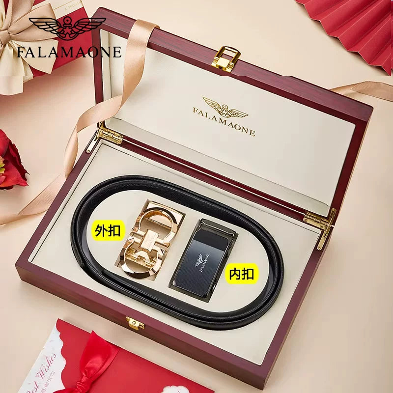 Falman Armani Kişilər üçün Orijinal Dəri İkiqat Toka Avtomatik Toka Saf İnək Dərisi Dəri Şalvar Kəmər - Sevgili Üçün Hədiyyə