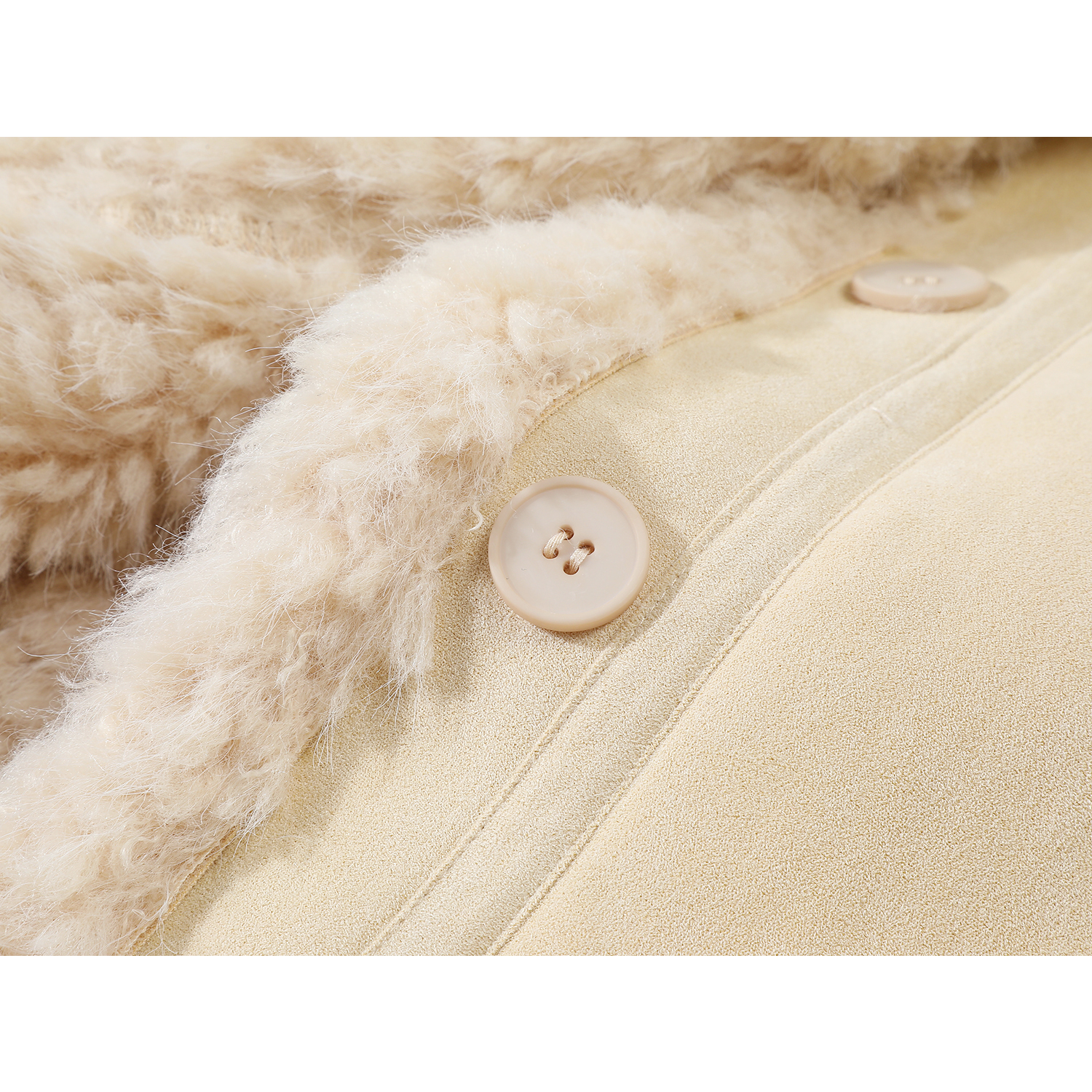 Cholisa Sarı Zamşa Qırxılmış Qısa Quzu Yunlu Palto, Chanel Style, Qəşəng, Gənc və Qış Üçün Super Şirin