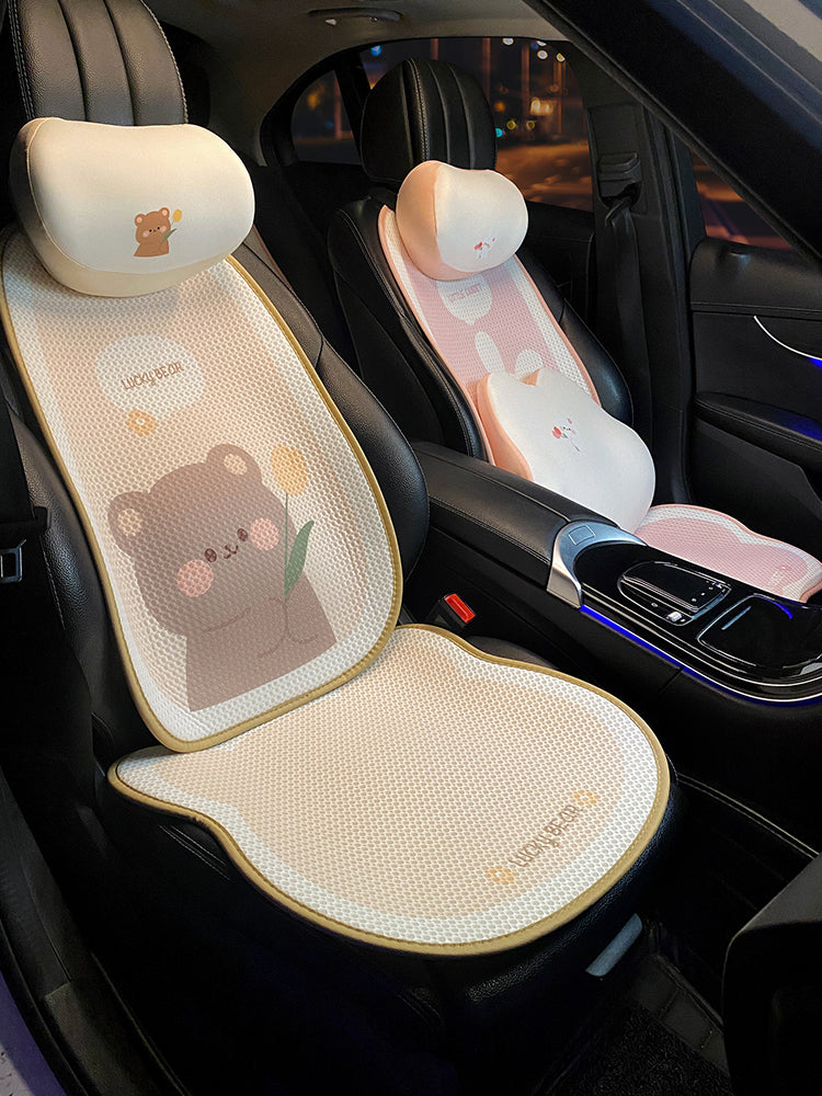 Car seat cushion, summer ice silk cooling cushion, cute one-piece for girls, all-season, back seat cover.