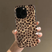 Cute leopard print transparent phone case for iPhone 16 15 14 13 1