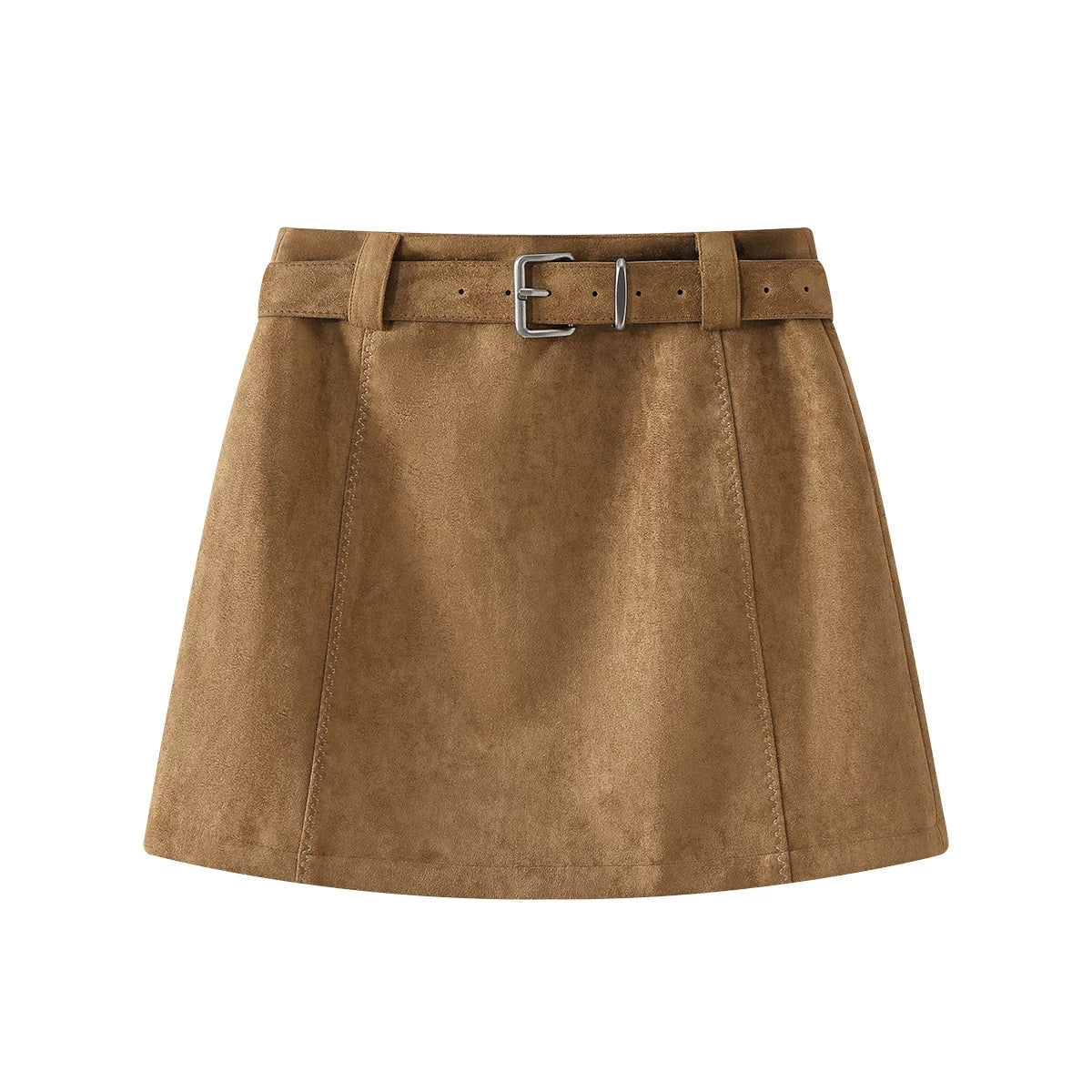 Cholisa zamşa midi ətək, qadın geyimləri, 2026 yaz, payız və qış yeni stili, Merard qəhvəyi rəngli bodikon ətək, A-xəttli qısa ətək