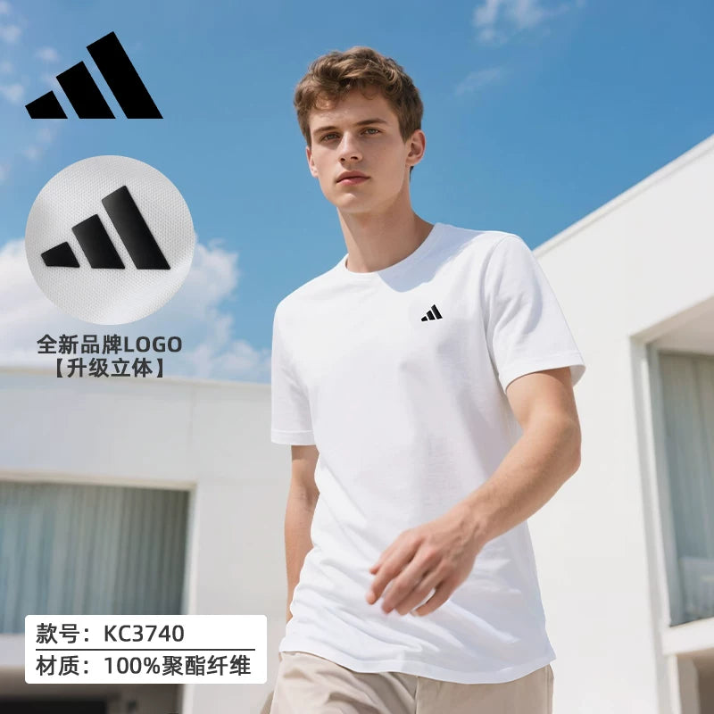 Adidas Adidas tez quruyan köynək kişi idman geyimi qısaqol kişilər üçün orijinal qara açıq yarımqol nəfəs alan