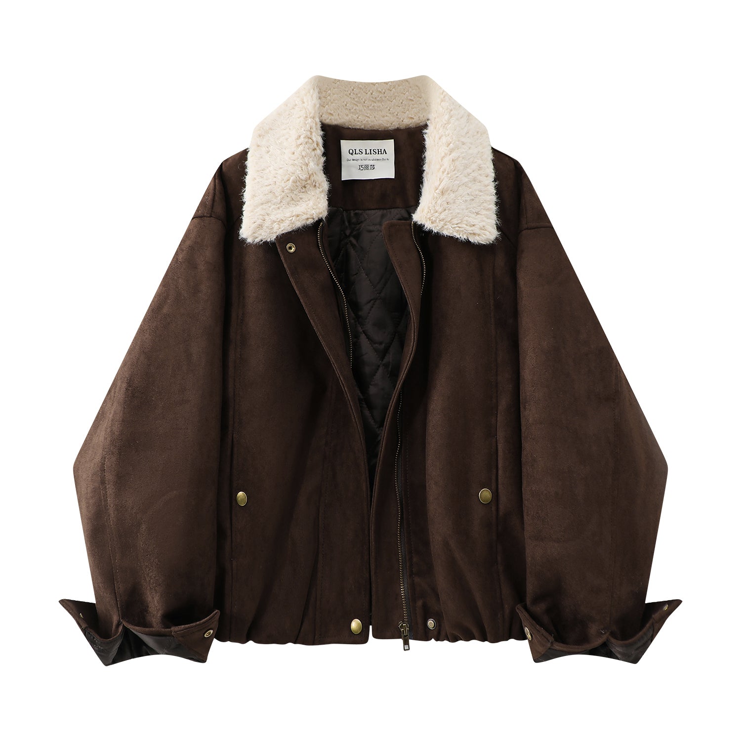 Cholisa Maillard Qadınlar üçün Sırınmış Gödəkçə, 2025 Yeni Payız və Qış Modeli, Xəz Yaxalıqlı Patchwork Motosiklet Gödəkçəsi, Qalınlaşmış