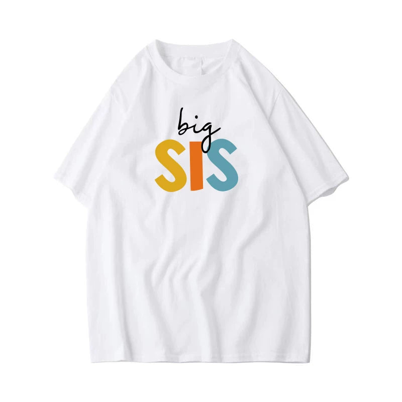 Koreya üslubunda oğlan və qız uşaqları üçün yay ağ hərfli futbolka, dairəvi yaxalı, qısa qollu gündəlik.