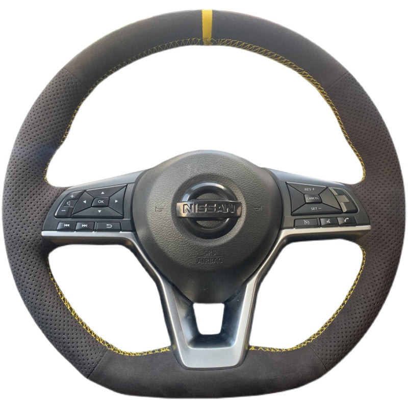 Nissan 14th Generation Sylphy, Teana, Terra, Qashqai, Kicks, X-Trail, Tiida - Hand-stitched suede steering wheel cover