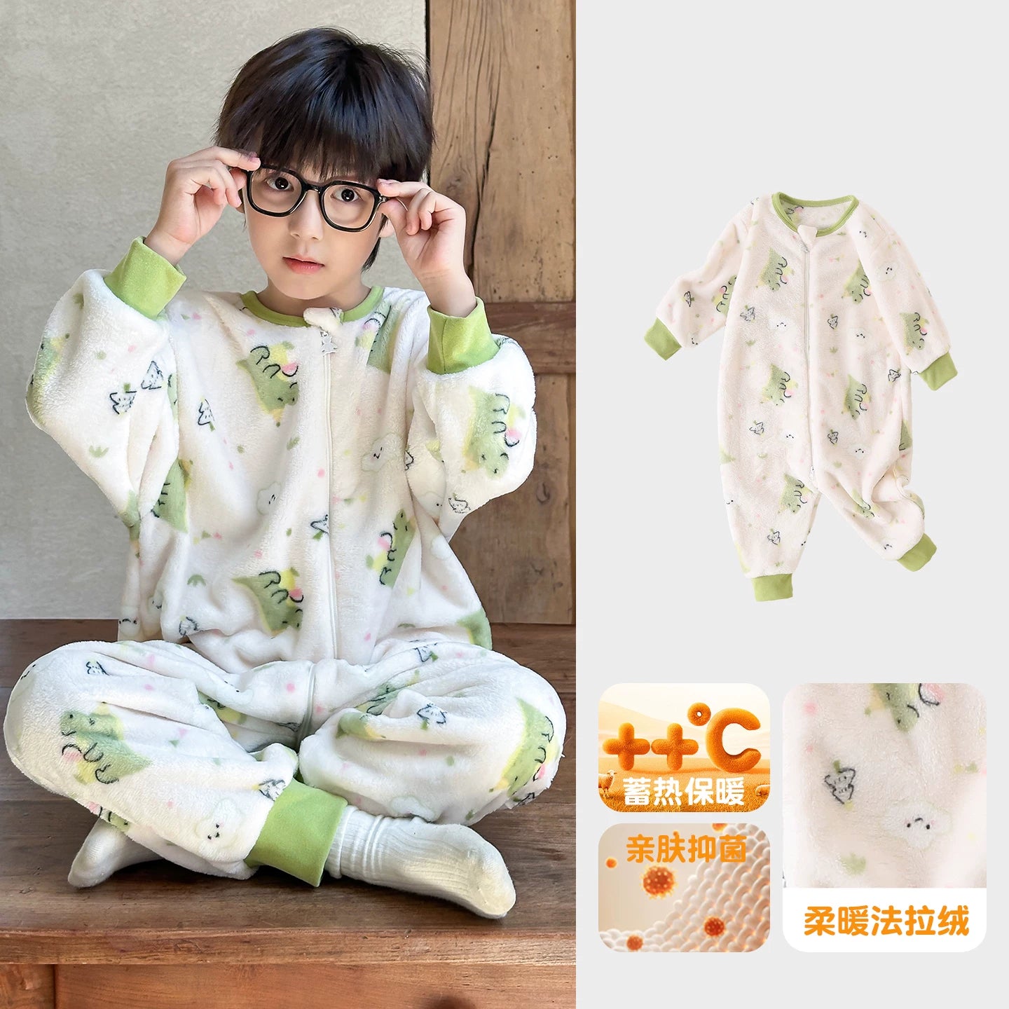 Payız və qış üçün Britaniya uşaq pijamaları, oğlan və qızlar üçün qalın flanel kombinezon, körpələrin təpikləməsinin qarşısını almaq üçün yun astarlı isti yorğan.