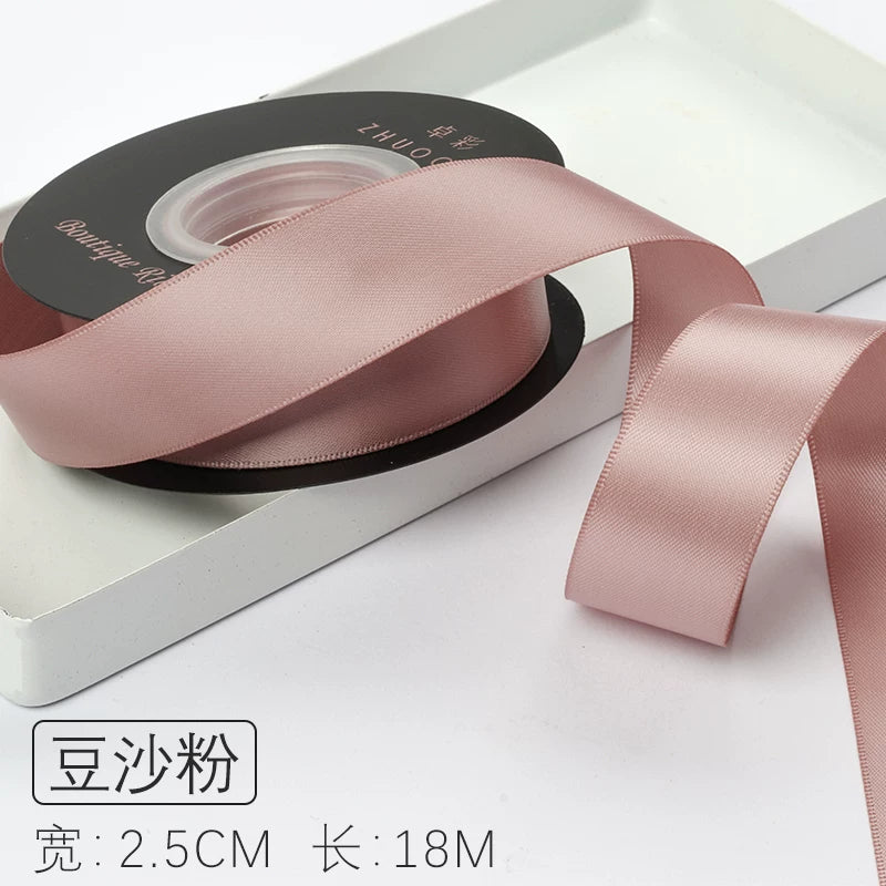 Zhuocai 2,5 sm ikitərəfli polyester saç aksesuarları ilə hədiyyə qutusu lent qablaşdırma materialı tort lenti buket lenti