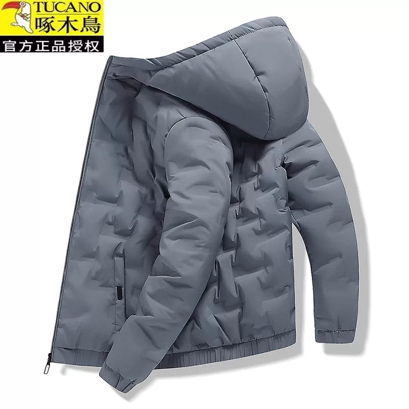 Woodpecker Kişilər üçün Aşağı Gödəkçə, Qış Şort Modeli, 2025 Yeni Gündəlik Pambıq Yastıqlı Gödəkçə, Başlıqlı, Çoxfunksiyalı, Qalın Pambıq Yastıqlı Palto, Dəbli