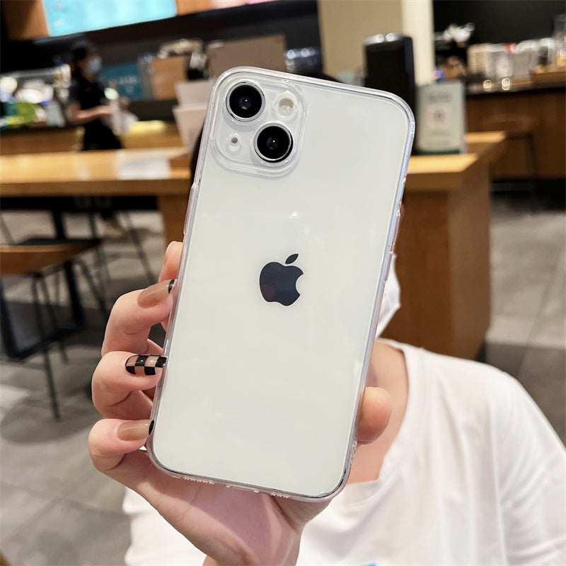 Düz rəng, sadə və şəffaf, Apple 13 mobil telefon üçün uyğundur, iPhone11promax silikon yumşaq qabıq, 16max hər şey daxil HD 15 düşməyə qarşı qabıq, qadın 6s/se3/14max qoruyucu örtük, kişi mini/8p