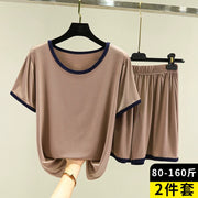 2026 Yay Modal Pijama Dəsti Qadın İncə Ev Boş Qısaqol T-Shirt Böyük Ölçülü Üst Şort İki Parçalı Dəst