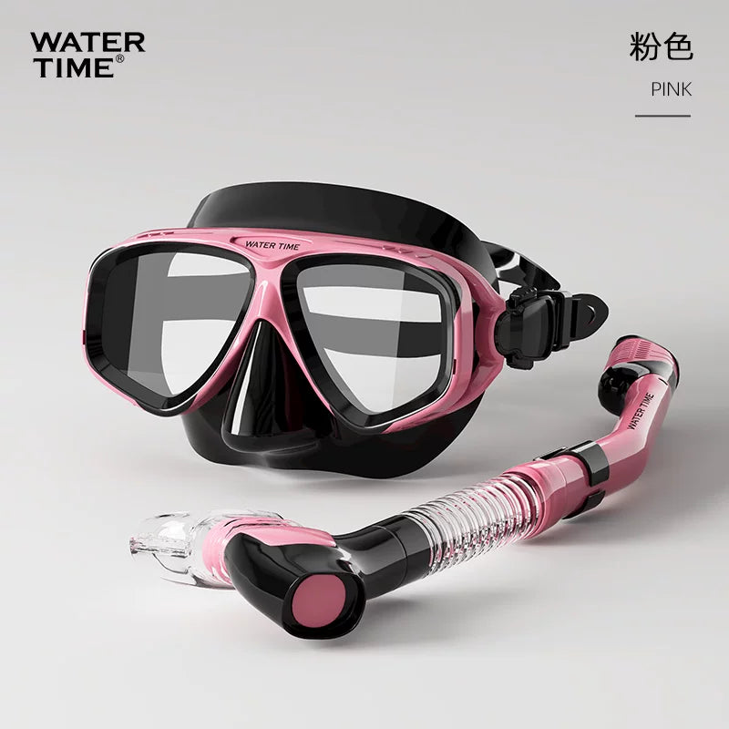 WaterTime snorkeling maskası Sambo maskası sualtı dalğıc gözlükləri respirator miyopi üzgüçülük üçün avadanlıq dəsti