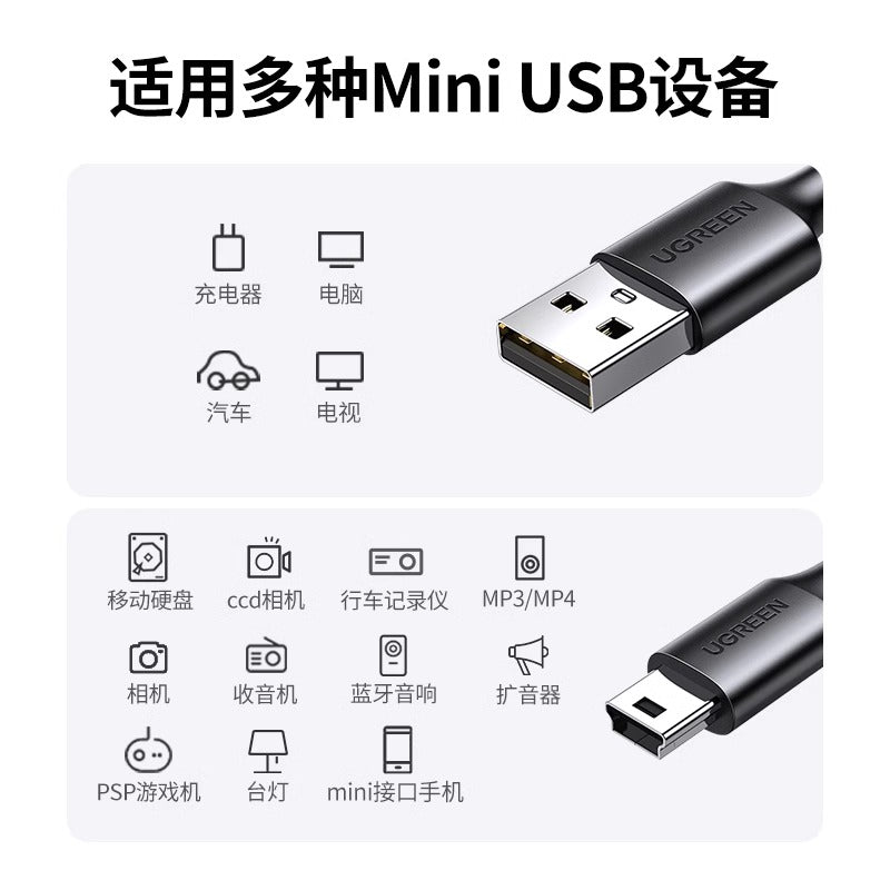 Greenlink mini usb məlumat bağlantısı kabel avtomobil sürücülük qeydi mobil sabit disk trapezoidal port köhnə stil adapter universal mp3v3 radio yaşlı maşın enerji təchizatı şarj kabeli t-port - 2