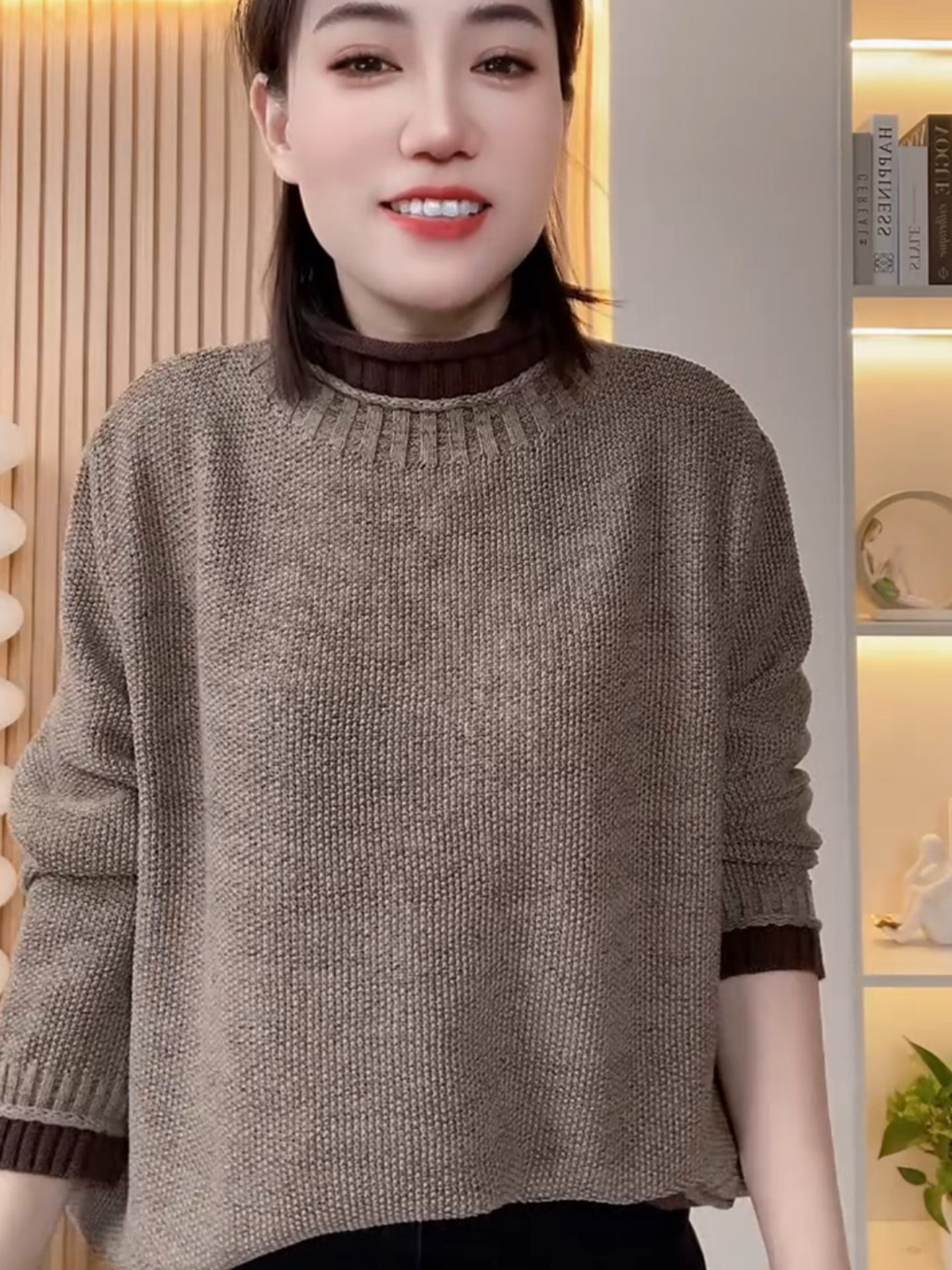 Qadınlar üçün rəngli, uzunqol, isti toxunma sviter, Avropa üslubunda, yeni payız və qış üslubunda, rahat və gənc, arıqladıcı sviter.