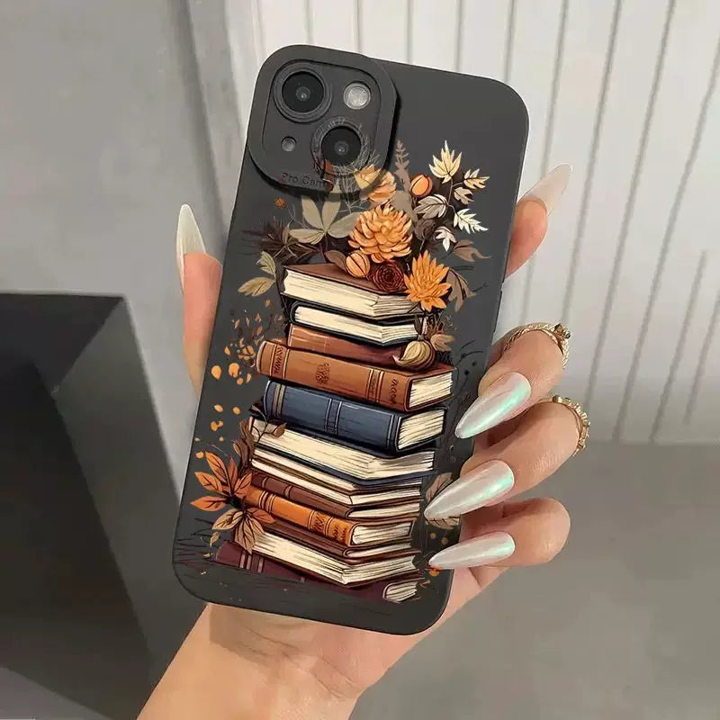 iPhone 11 12 üçün Yaradıcı Gözəl Kitab Nümunəli Telefon Çantası