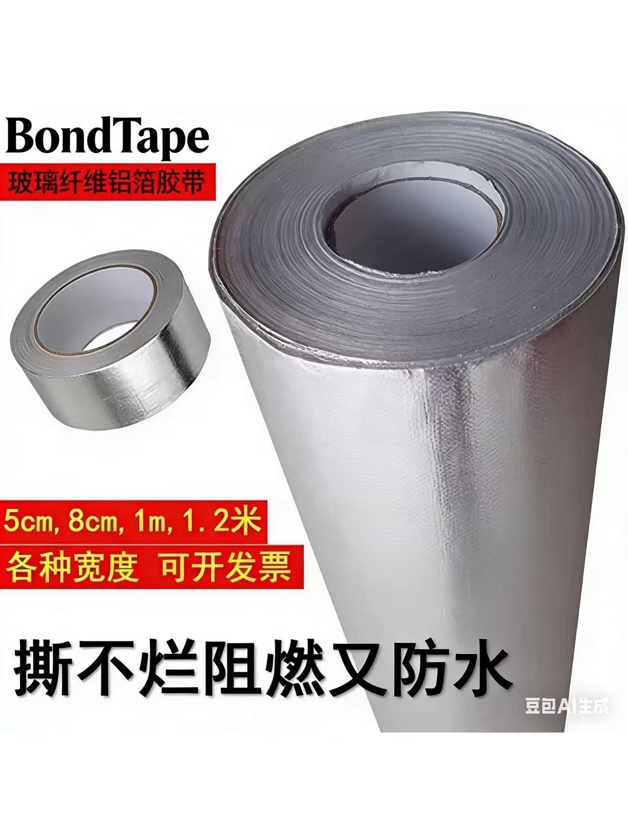 Öz-özünə yapışan alüminium folqa fiberglas parça tape ev dam izolyasiyası günəşdən qorunma alüminium folqa kağızı odadavamlı film yansıtıcı yüksək temperatur alüminium folqa parça