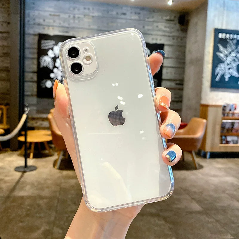Apple 17pro max şəffaf cib telefonu qutusu 13mini yüksək keyfiyyətli 14/15pro/16plus qoruyucu XS düşməyə qarşı XR incə dəlik 6/7/8plus 11/12/17air yumşaq qutu SE üçün uyğundur.