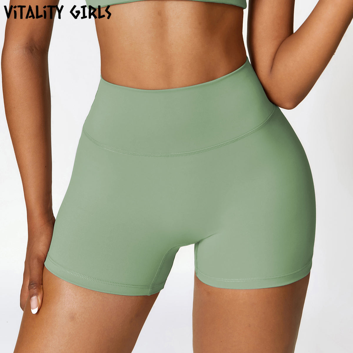 Vitality Girls tez quruyan tikişsiz fitnes şortu qadın roll əleyhinə yoqa geyinmək dar idman üç rüb şalvar yüksək bel