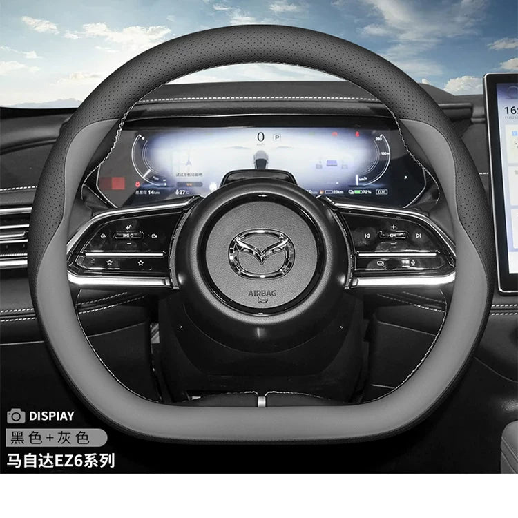 2025 Mazda EZ60/EZ6 Steering Wheel Cover, Genuine Leather, Ultra Thin, Original Color Interior Car Steering Cover, All Season Ventilation