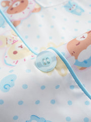 Rilakkuma pijama qadın yay buz ipək qısaqol şort və şalvar üç parça dəst cizgi filmi sevimli polka nöqtəli ağ ev paltarı