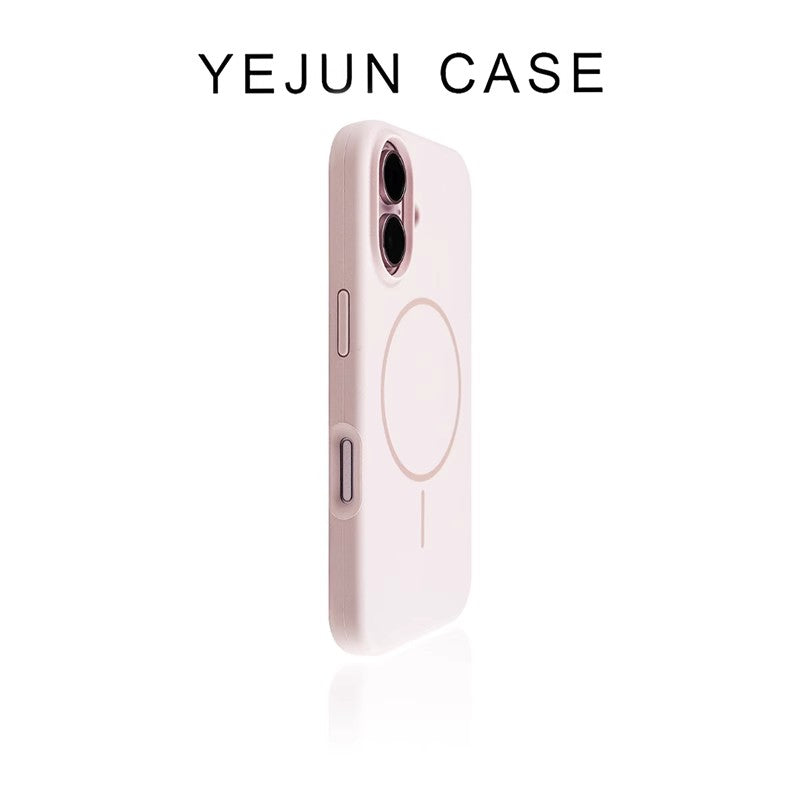 Yejun iphone16/16pro mobil telefon qutusu üçün uyğundur 17 ağ maye maqnit Apple 16promax incə dairə böyük dəlik 15pro dəri hissi 14 yüksək səviyyəli hiss 13 düşməyə qarşı 12 silikon 16plus