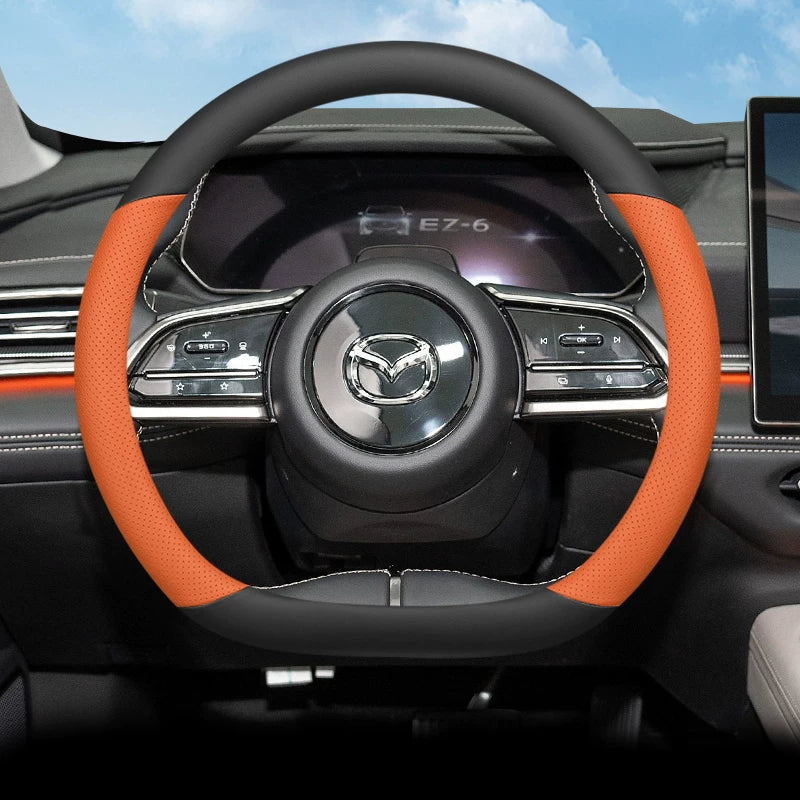 Ultra-thin, non-slip, sweat-resistant steering wheel cover for the 2024 Mazda EZ6, suitable for all seasons.