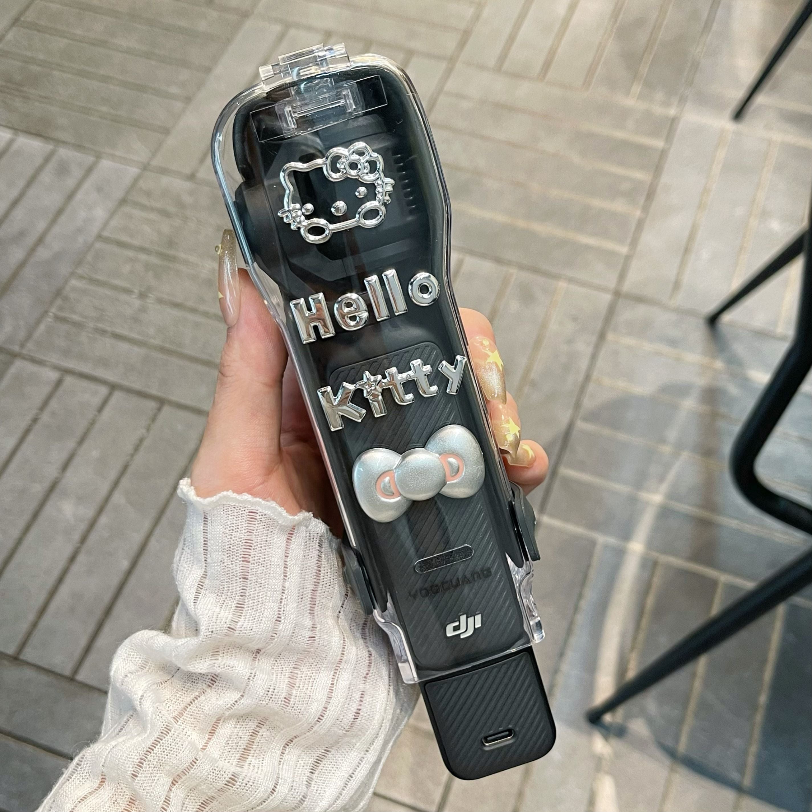 DIY sərin gümüş Hello Kitty DJI DJI pocket3 üçün uyğun qoruyucu örtük cib gimbal idman kamerası sərt qabıq