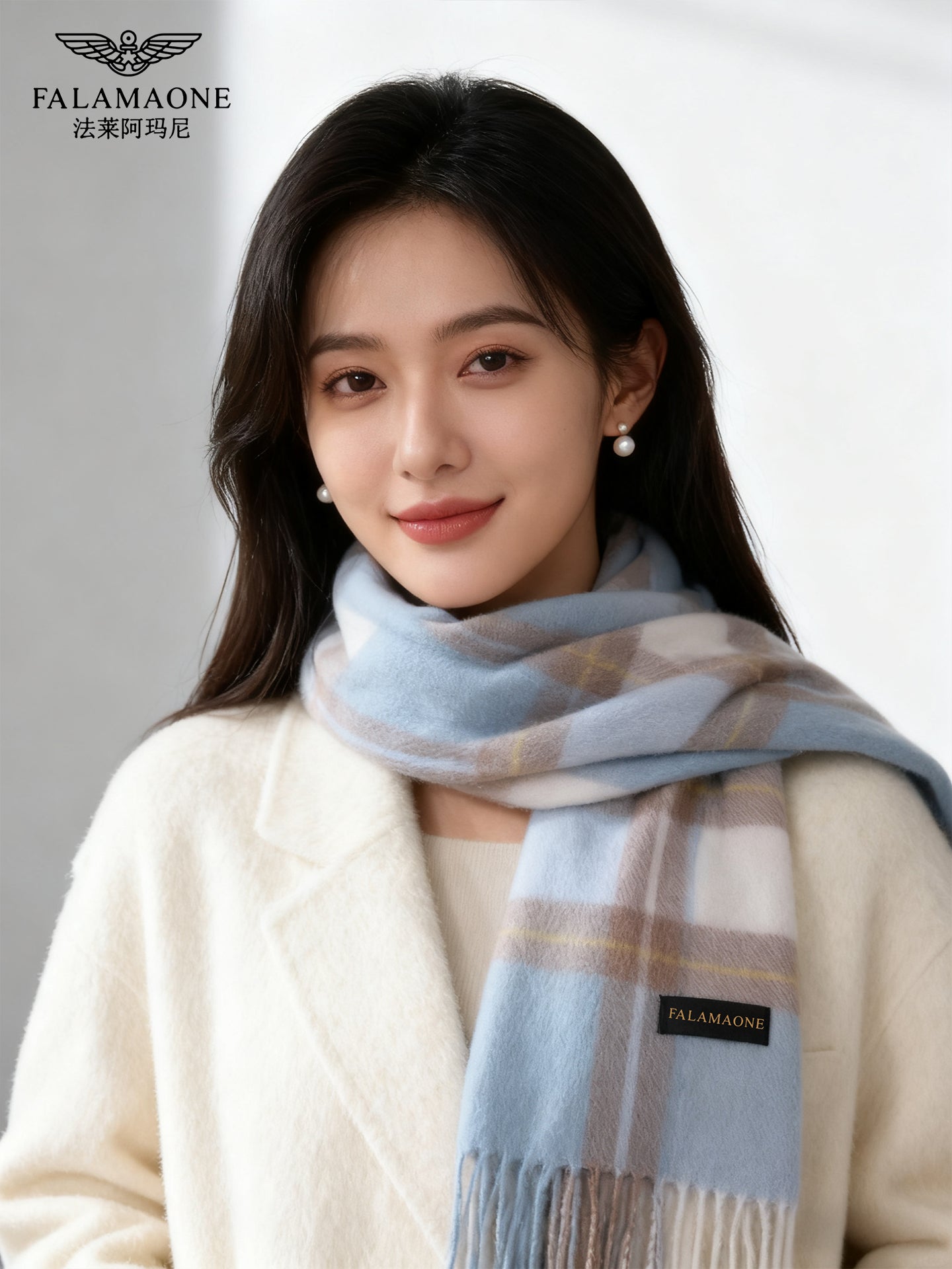 Fala Armani Women's Scarf 2025 New Style, Luxury Autumn/Winter High-End Shawl, 100% Wool, Gift for Women