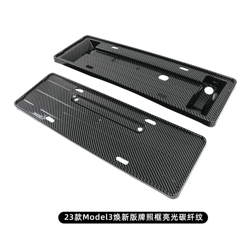 Applicable to Tesla Model 3 Y license plate frame, carbon fiber texture, Y accessories, new energy vehicle frame, license plate frame, Y modification artifact
