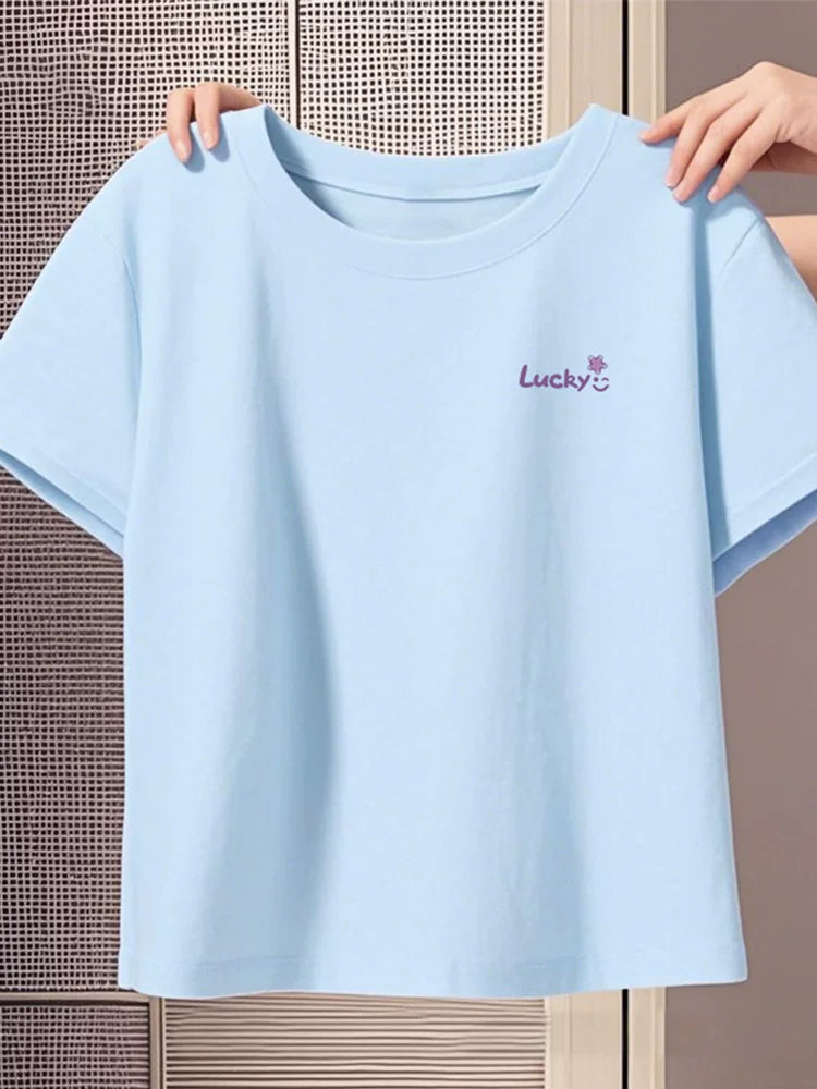 Jeanswest Bənövşəyi Sağ Çiyin Qısaqol Qadın T-shirt 2026 Yeni Yay Qadın Saf Pambıq Kiçik Qısa Top A