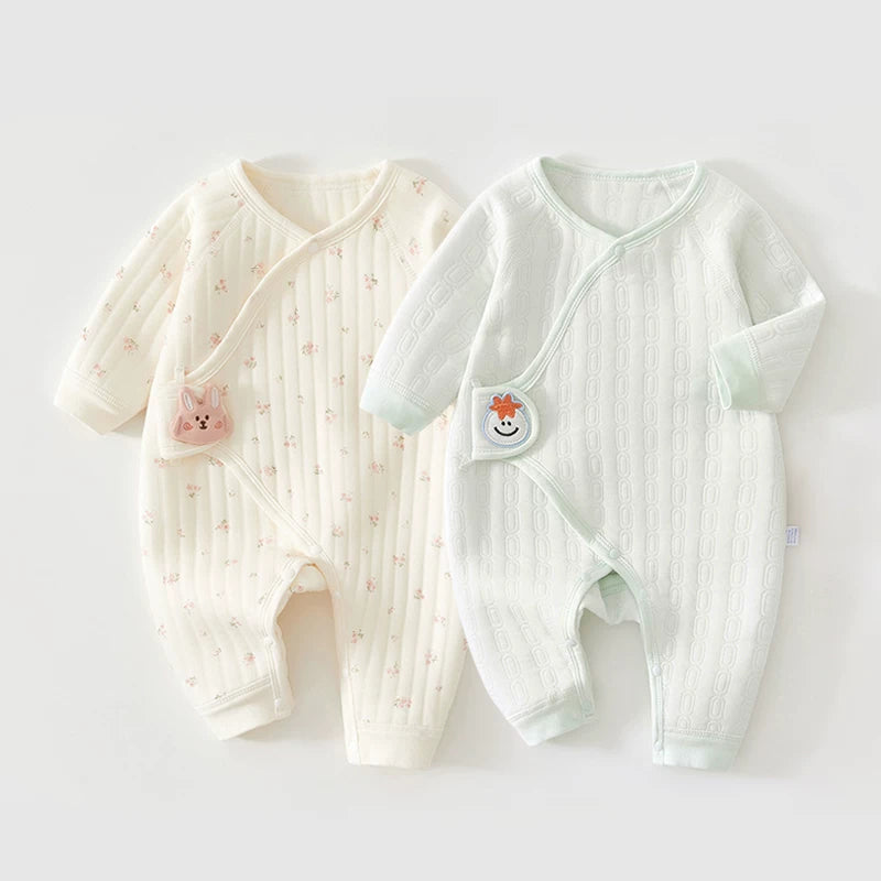 2 hissəli yeni doğulmuş körpə geyimləri dəsti, payız və qış bodiləri, təmiz pambıqdan isti və qalınlaşdırılmış körpə pijamaları, qış kombinezonları