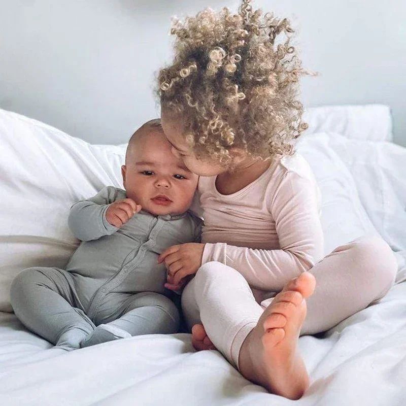 Bambuk Lifli Uşaq Pijamaları Bərk Hündürlükdə Elasti