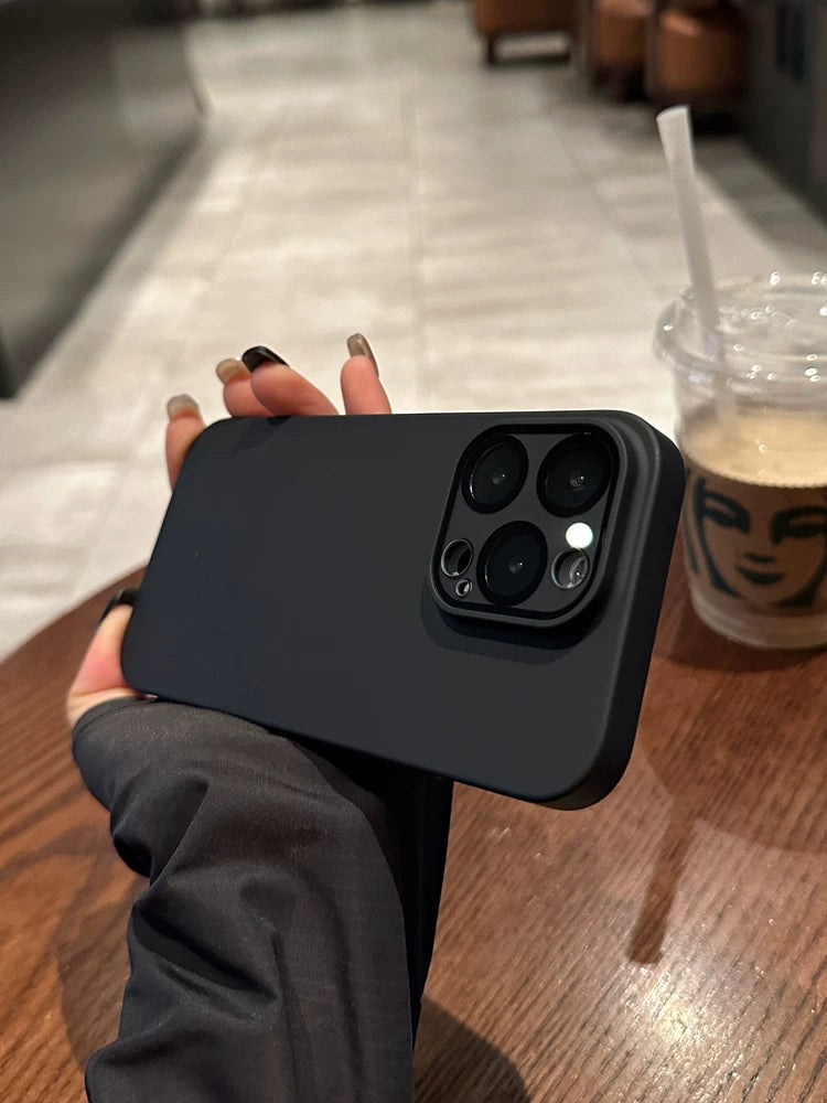 Ultra nazik dəri tutqun iphone17 mobil telefon qutusu üçün uyğundur 16pro apple 17promax lens filmi ilə yeni hava 15pro qara döyüşçü 13 kişi 14 düz rəng və hər şey daxil 12 qoruyucu örtük