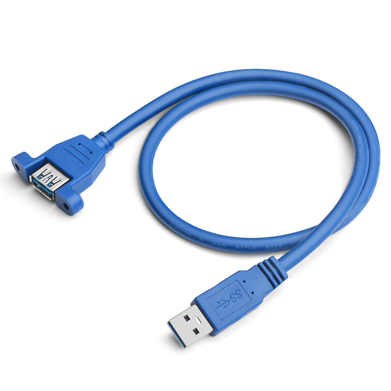USB uzatma kabeli 3.0 kişidən qadına vida deşikli yüksək sürətli USB uzatma kabeli sırğalarla 0.6/1/3 metr sabitlənə bilər