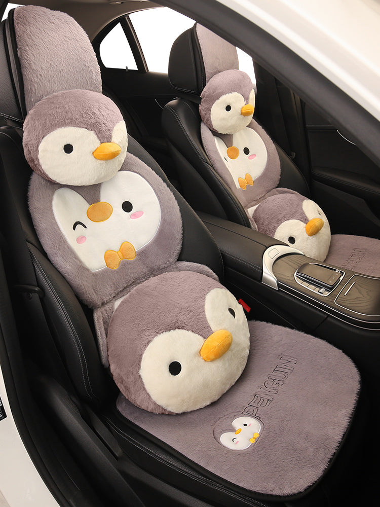 Cizgi filmi pinqvin avtomobil oturacağı yastığı, bütün fəsillər üçün uyğundur, şirin, qadın qış arxa oturacaq örtüyü, yumşaq oturacaq yastığı