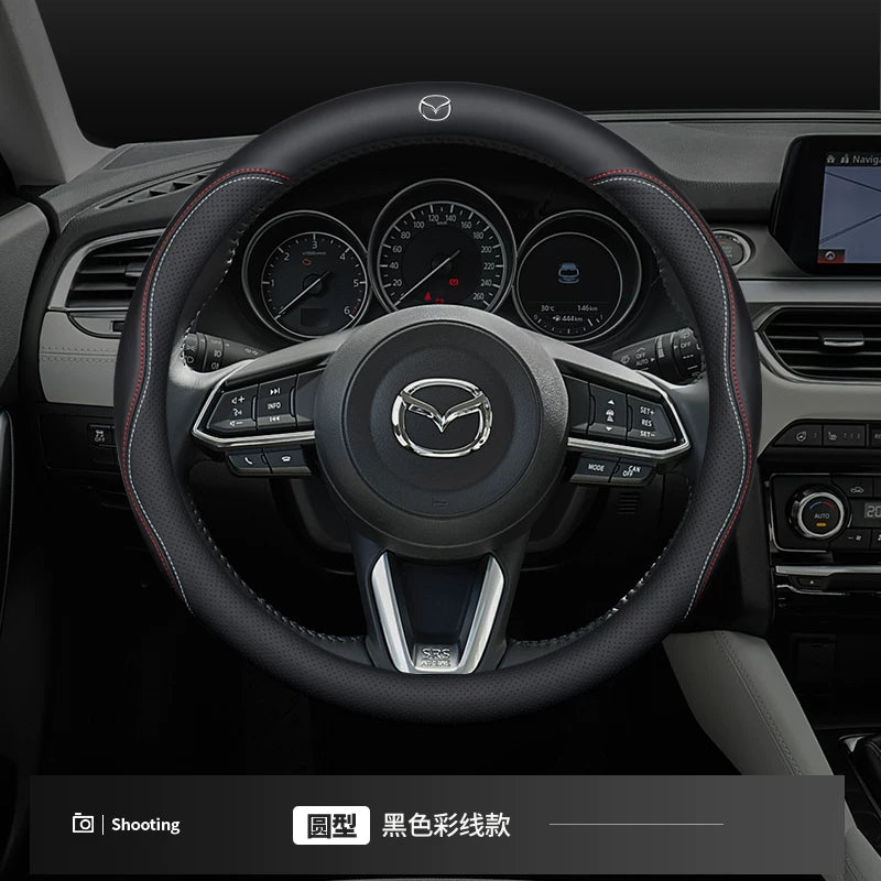 Mazda 6 steering wheel cover is suitable for Mazda 3, CX-4, Axela, CX-5 and Atenza, made of genuine leather, breathable and non-slip steering wheel cover