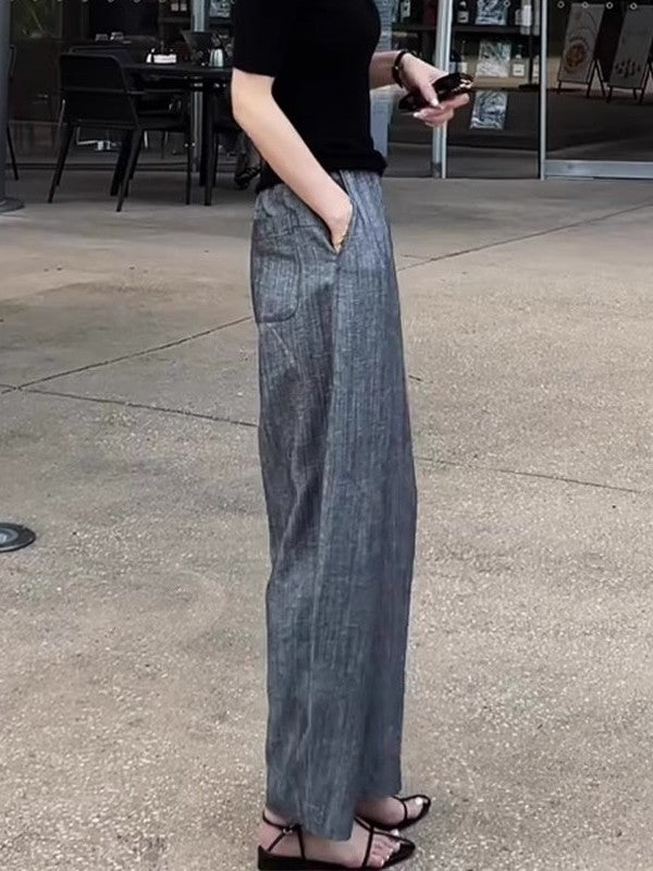 Qadın kətan enli ayaqlı şalvar, yay nazik model, 2026 yeni model, böyük ölçü, geniş forma, arıqladıcı, yüksək belli, qısa gündəlik şalvar.