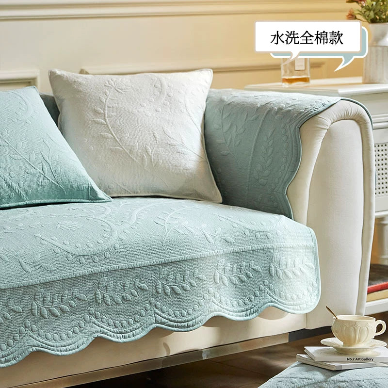 Manyue Home Nanzhi və Ye Fransız Retro Divan Yastığı Oturacaq Yastığı Arxa Örtük Dörd Fəsil Universal Divan Örtüsü