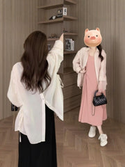 Böyük ölçülü qadınlar üçün gündəlik, ətəkləri bölünmüş nazik günəşdən qoruyucu köynək, uzunqol, yeni yay üslubunda, geniş formalı, böyük ölçülü qadınlar üçün arıqladıcı gödəkçə/top.