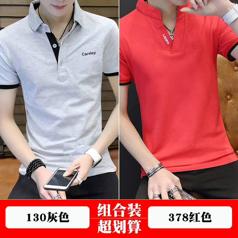 2026 Yay Yeni Qısaqol T-Shirt Kişi Yakalı Çox Yönlü Mesh POLO Köynək Saf Pambıq İncə Paltar