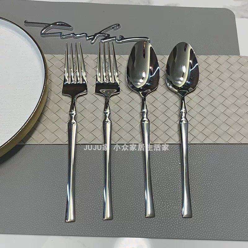 Yüngül lüks! Böyük bazarlıq! 304 paslanmayan poladdan hazırlanmış qaşıq və çəngəl məişət uzun saplı yemək qaşığı restoranın əsas masa qaşıq və çəngəl
