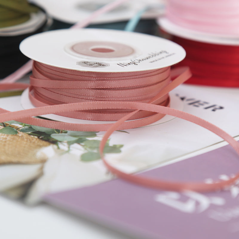 0,3 sm şifrəli iki tərəfli polyester lent toy yayı yüksək səviyyəli hədiyyə qablaşdırma ipək lent 3 mm nazik lent - 2