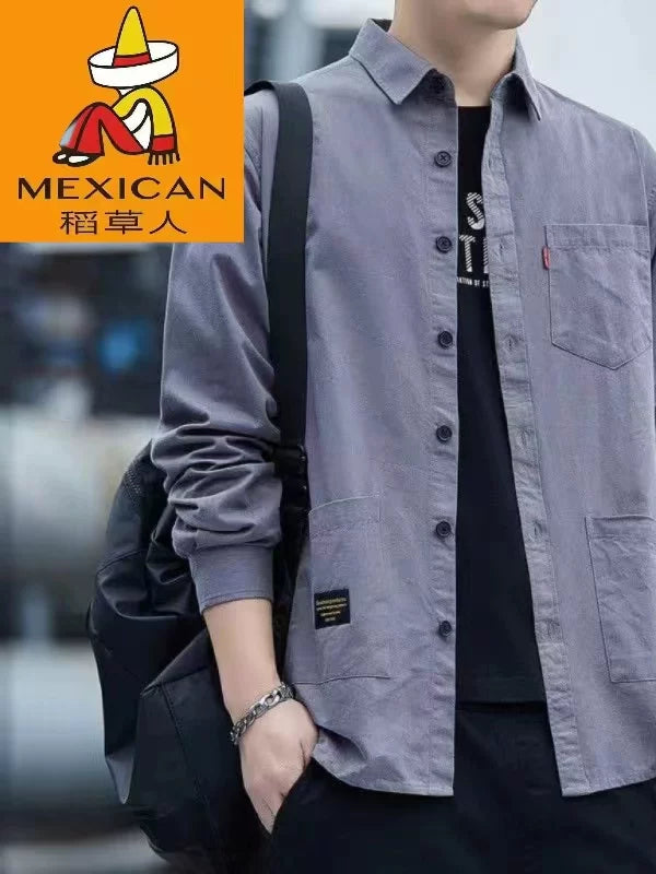 Scarecrow yüksək səviyyəli təmiz pambıq boş versiya yay üç rüb qollu köynək kişi təsadüfi iş paltarı qısaqol köynək ortaqol gödəkçə
