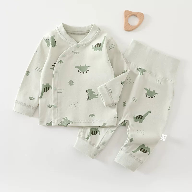 Körpə və yeniyetmələr üçün erkən payız geyimləri, oğlan və qızlar üçün A sinif təmiz pambıqdan yüksək belli pijamalar dəsti