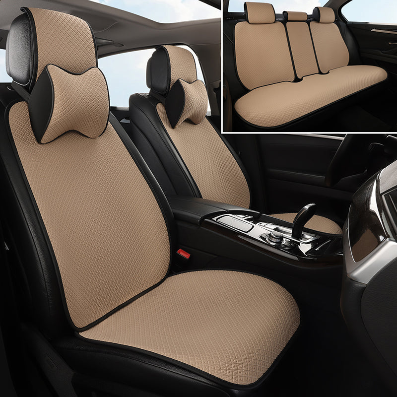 New car seat cushion, winter linen seat cushion, semi-covered, thin waist, for all seasons, simple, breathable, non-slip seat cover