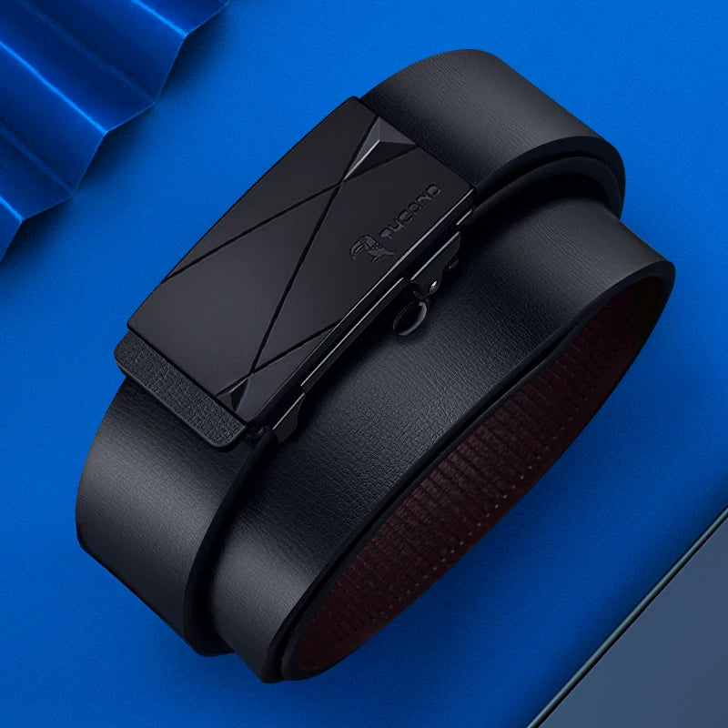 Woodpecker Kişi Dəri Kəmər, Dişsiz, Daxili Geyim, Avtomatik Toka, Dəbli Gənc Kişilər üçün İşgüzar Şalvar Kəməri, Orijinal Dəri