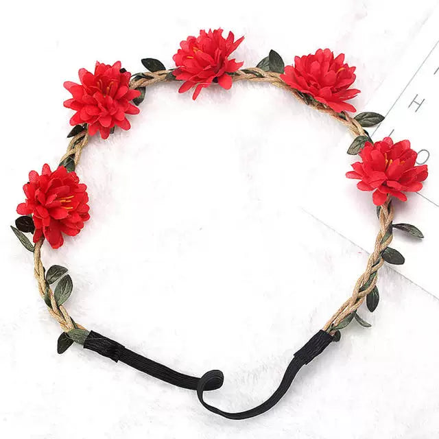 1 Piece Women Charming Floral Tiara Wedding Floral Headband Hairband A