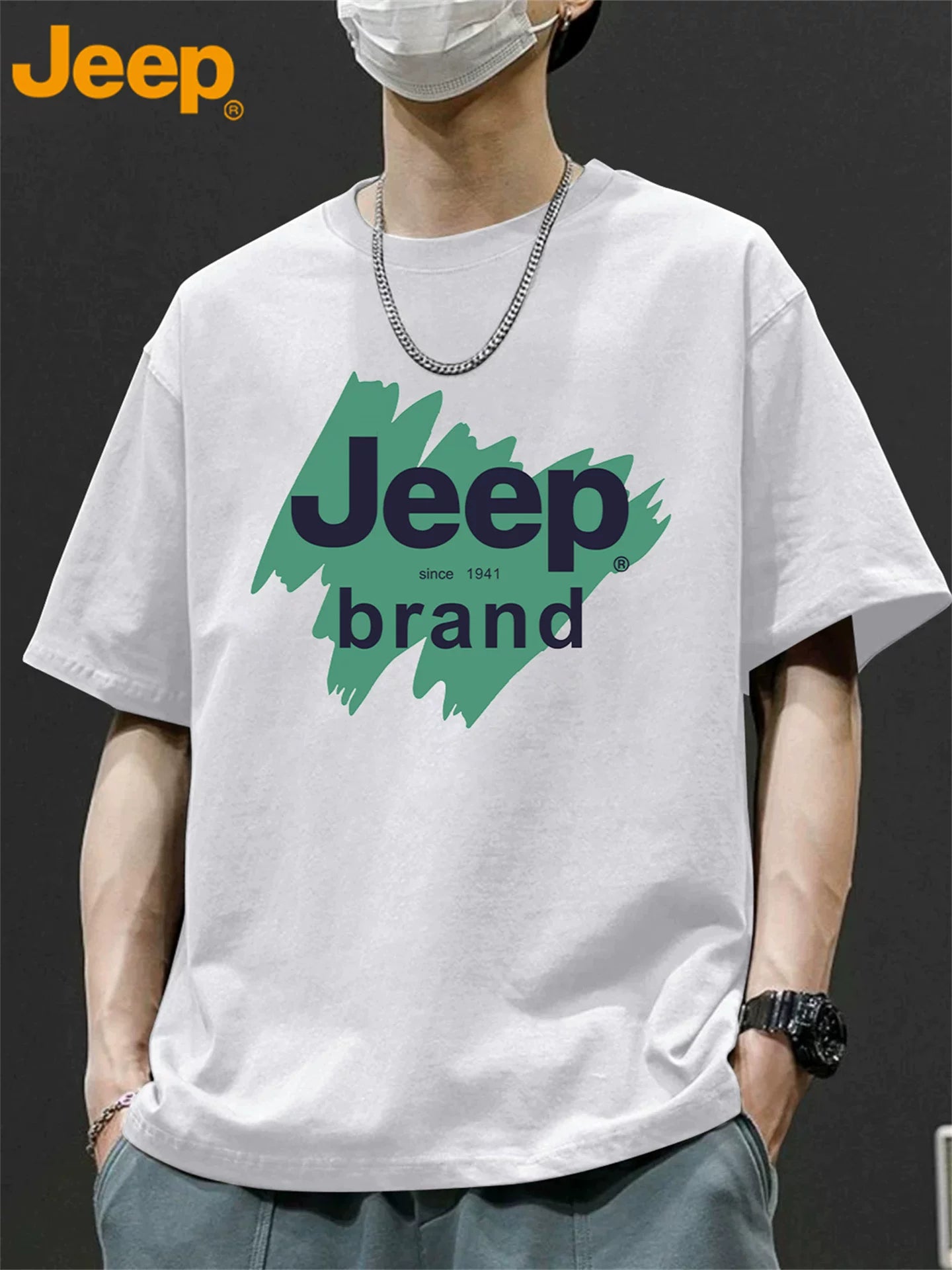 Jeep Jeep American təsadüfi qısaqol köynək kişi yay yeni trend gənclər üçün boş retro tam uyğun top